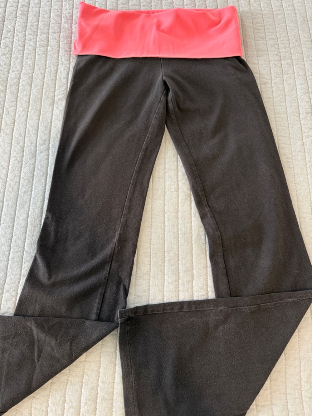 Victoria's Secret Black Straight-Leg Pants with Coral Waistband